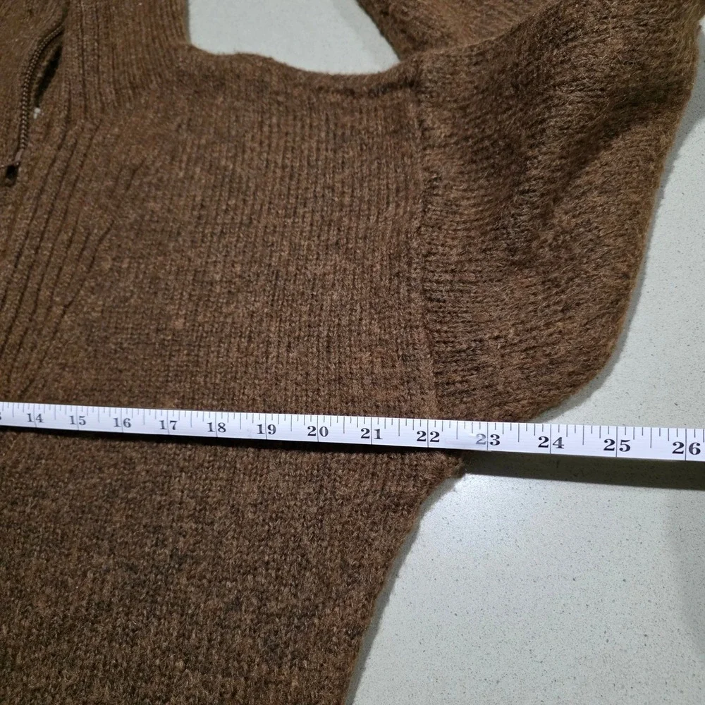 American Eagle Brown Quarter Zip Mock Neck‎ Knit Sweater Womens Medium 0702